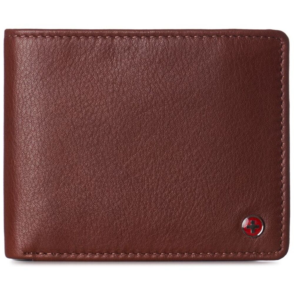Alpine Swiss Mens Commuter RFID Bifold Wallet 2 ID Windows Divided Bill Section